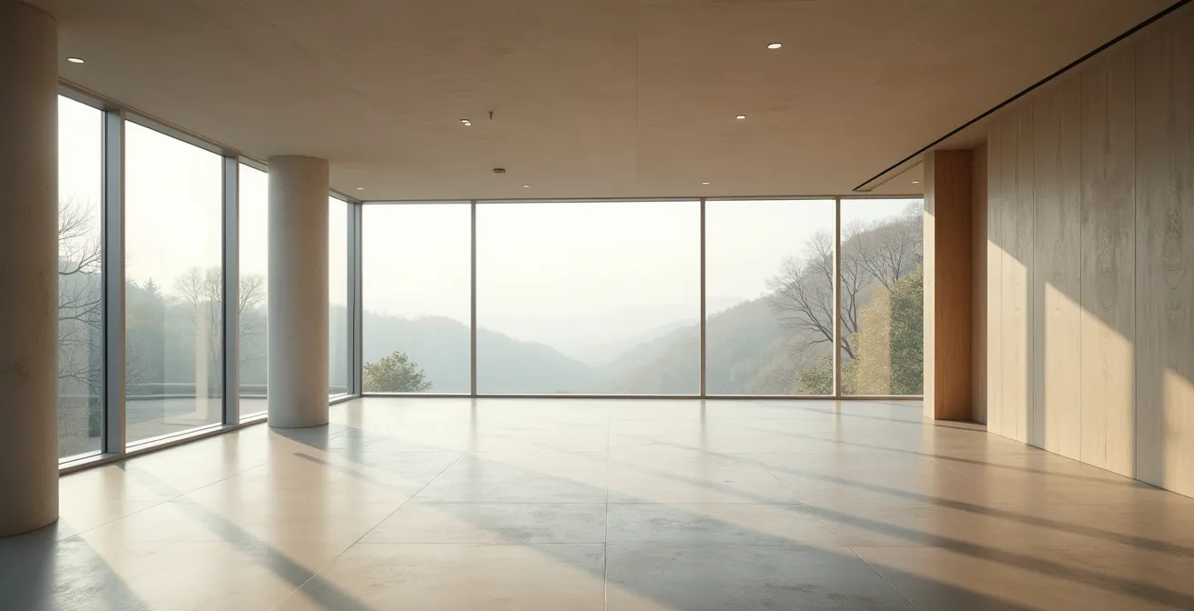 Espace de séminaire minimaliste avec éléments naturels